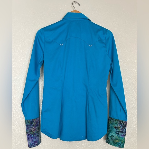 CR Ranchwear Women’s Cotton Western Button-Down Shirt – Teal Size X-Small - Picture 3 of 9